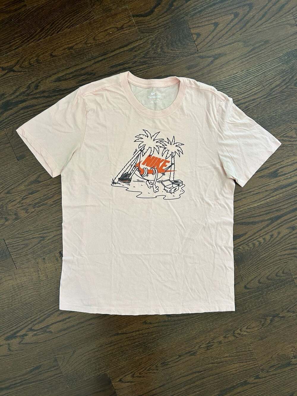 Nike Palm Tree Hammock Graphic T-Shirt Size L Pink